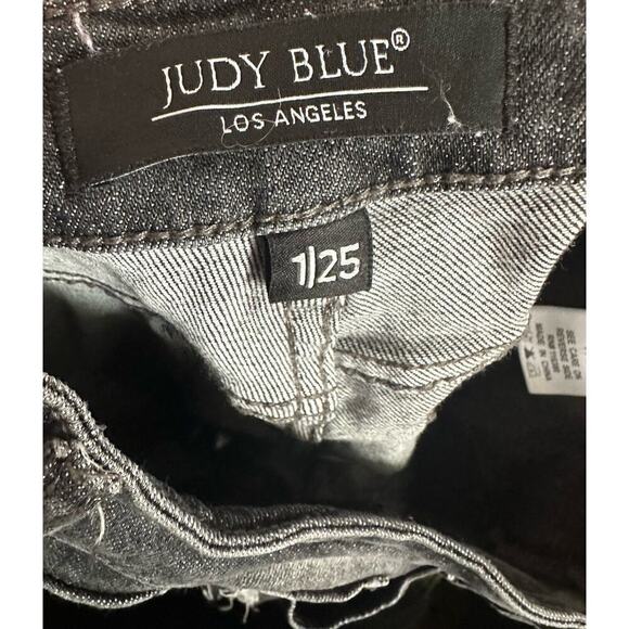 JUDY BLUE Distressed Boyfriend Fit Charcoal Gray Bleach Splatter Jeans - Sz 1/25 - Picture 3 of 7